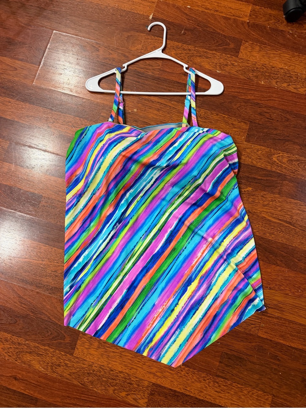 Swimsuits for All Multicolor Striped Tankini Top